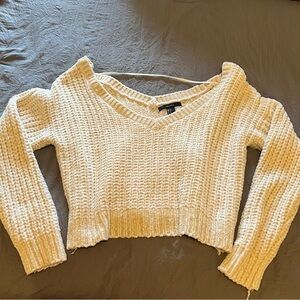 Forever 21 Cream Off-the-Shoulder Sweater with Chunky Knit